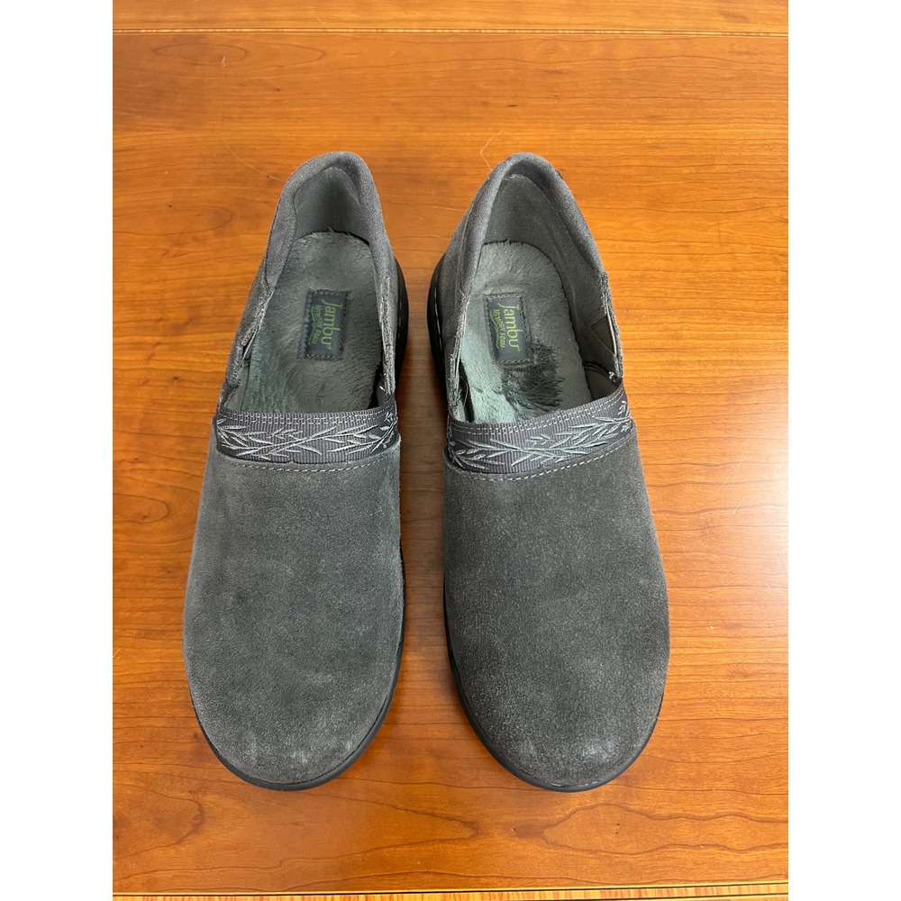 Jambu Betty Charcoal Gray Suede Faux Fur Lined Memory Foam Slip On Shoes 8M
